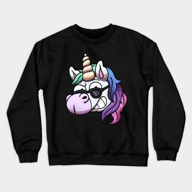 Cool Unicorn Face Crewneck Sweatshirt by TheMaskedTooner